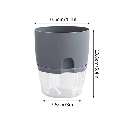 Self Watering Flower Pot Plastic Hydroponics Plants Pot Transparent Double Layer Cotton Rope Watering Succulent Potted Planters