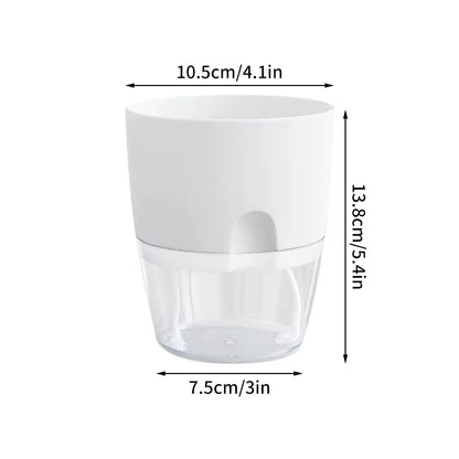 Self Watering Flower Pot Plastic Hydroponics Plants Pot Transparent Double Layer Cotton Rope Watering Succulent Potted Planters