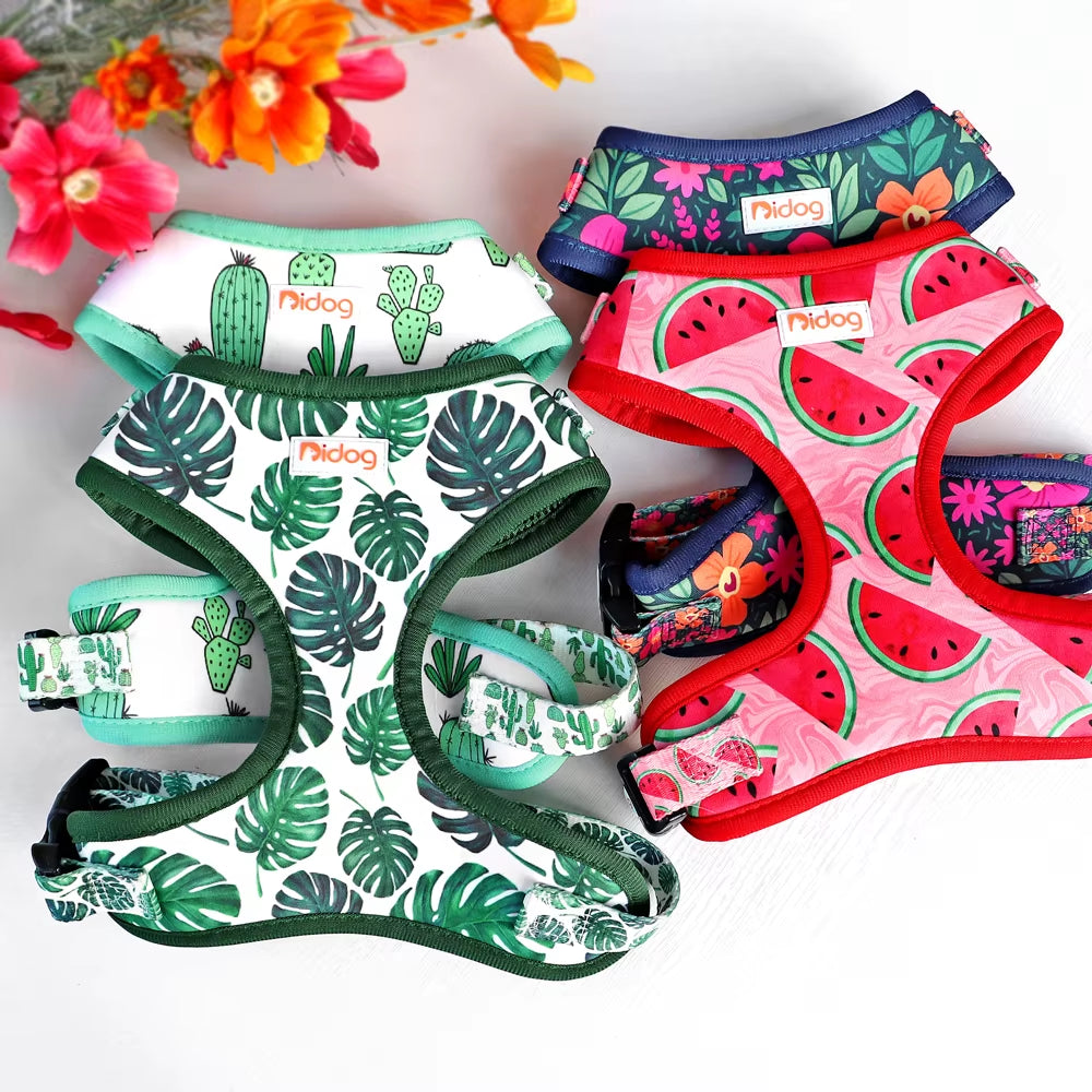 Mesh Nylon Dog Harness Vest Soft Padded Dogs Cat Vests Harnesses Cactus Print for Small Medium Dog Cats French Bulldog Chihuahua