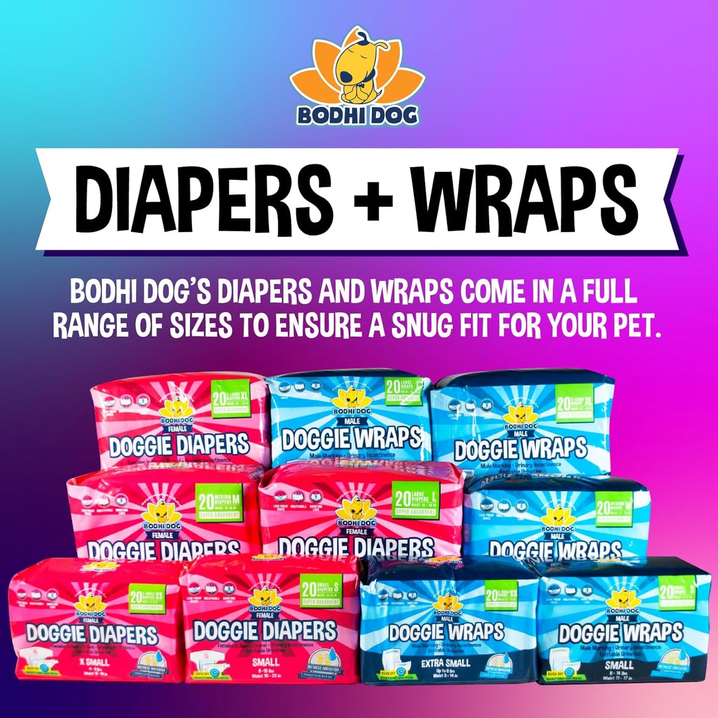 Disposable Male Dog Diapers - Super Absorbent, Leak-Proof Pee Wraps - Adjustable Fit, Comfortable Design, Advanced Moisture Control, and Wetness Indicator - Small (20 Count)
