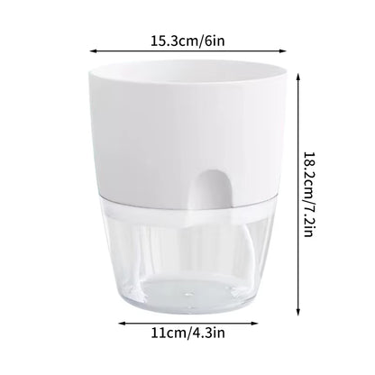 Self Watering Flower Pot Plastic Hydroponics Plants Pot Transparent Double Layer Cotton Rope Watering Succulent Potted Planters