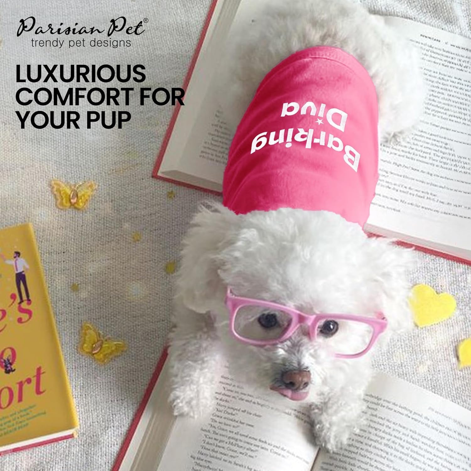 Dog Tshirt - Embroidered “Barking Diva“ Shirt - Breathable and Lightweight Doggy Clothes Female - Sleeveless Pink Pet Tee Shirts - Machine Washable Shirts for Medium Dogs Girl - M