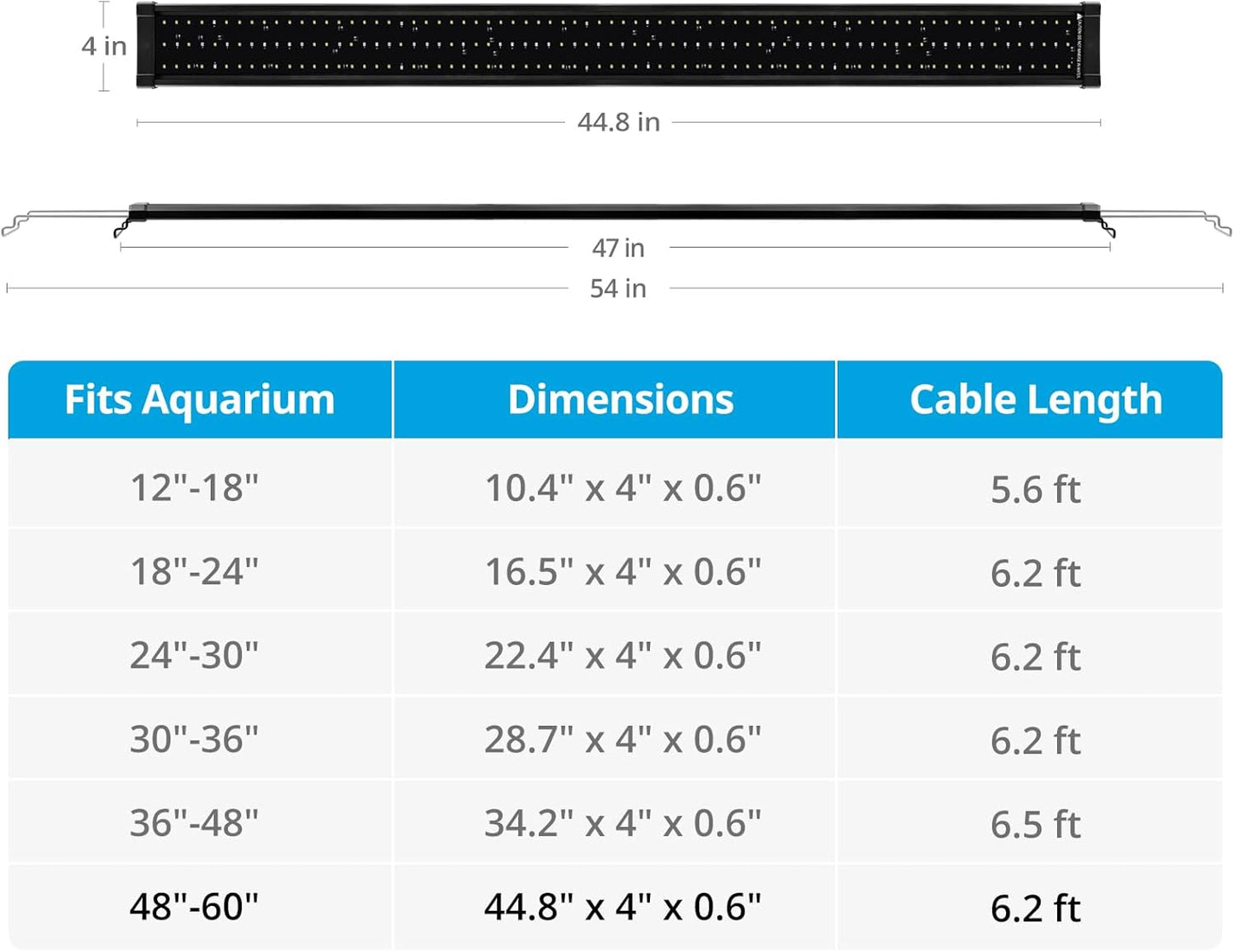 Classicled plus LED Aquarium Light with Timer, 32 Watts, for 48 to 54 Inch Fish Tank Light, Daylight and Moonlight Cycle