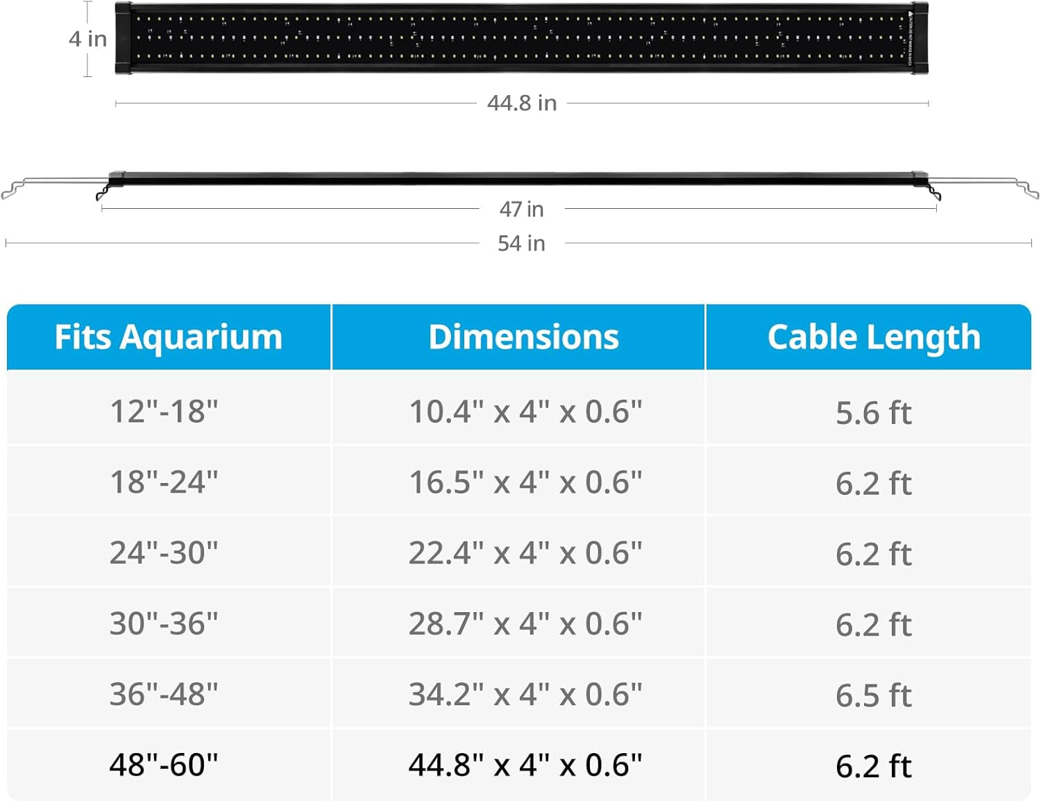 Classicled plus LED Aquarium Light with Timer, 32 Watts, for 48 to 54 Inch Fish Tank Light, Daylight and Moonlight Cycle