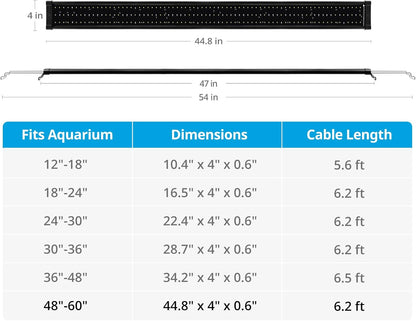 Classicled plus LED Aquarium Light with Timer, 32 Watts, for 48 to 54 Inch Fish Tank Light, Daylight and Moonlight Cycle