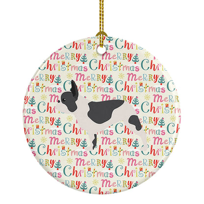 French Bulldog Merry Christmas Ceramic Ornament