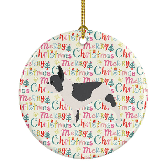 French Bulldog Merry Christmas Ceramic Ornament