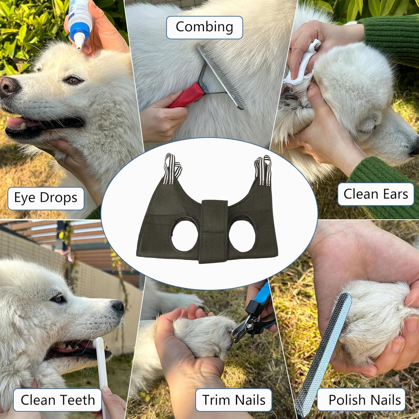 Dog Grooming Hammock Supplies Kit for Small Dogs - Size S, Hanging Harness for Nail Trimming Pet Grooming Table Shower & Bath Accessories