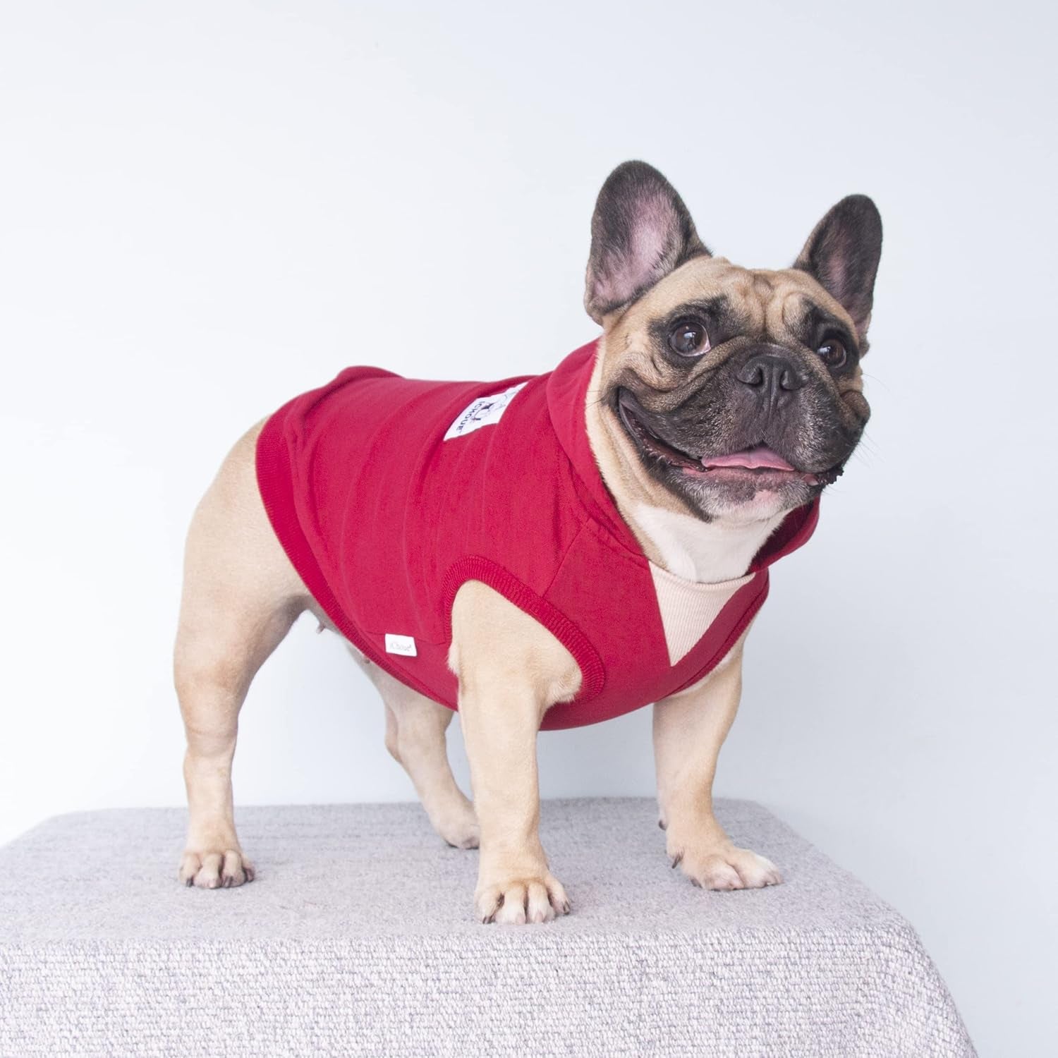 100% Breathable Cotton Dog Hoodies Clothes for French Bulldog Sweatshirts Sweaters Frenchie Pug English Medium Dogs - Dark Red, Large Plus