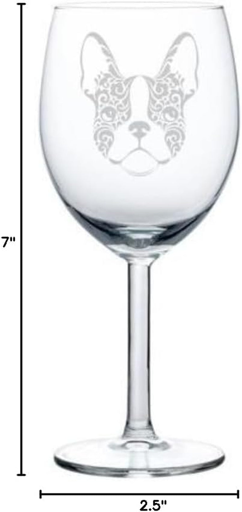 Wine Glass Goblet Frenchie French Bulldog Face Floral (10 Oz)