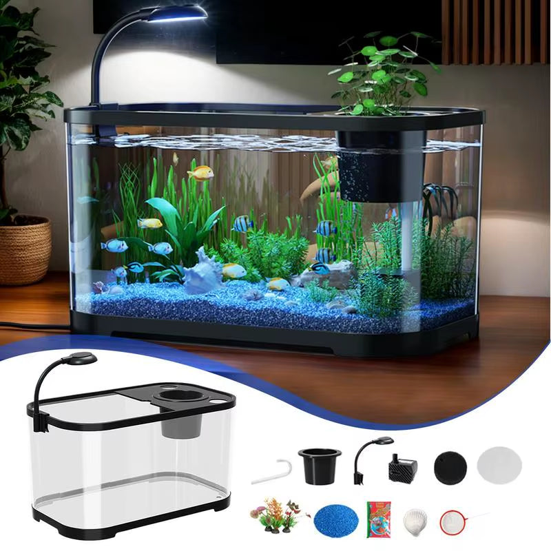 2025 Aquarium Kit Small Betta Fish Tank for Beginners Desktop Beginner Aquarium Household Fish Bowl for Betta Tortoise Frog