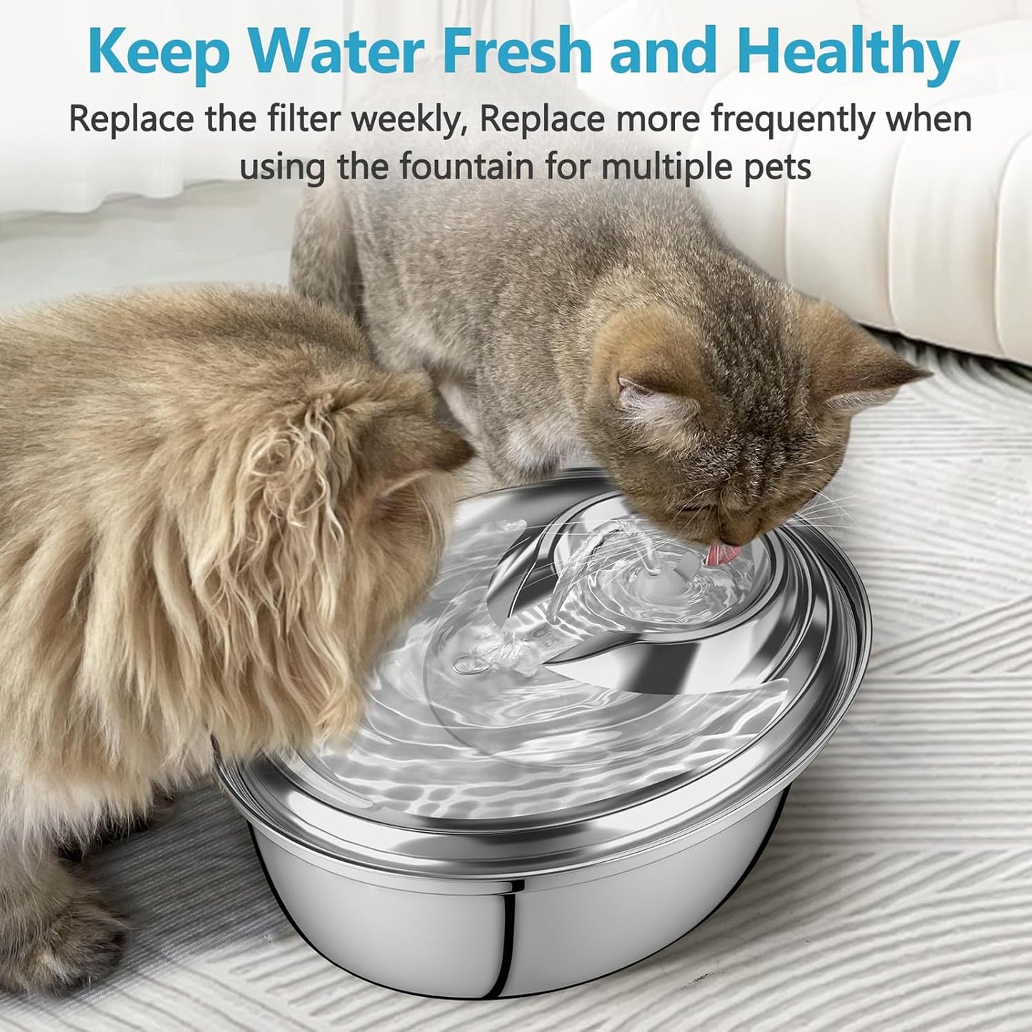 Cat Water Fountain Filter, 6 Pack Replacement Filters for 67Oz/2L Automatic Pet Fountain - 3 Triple Filtration System