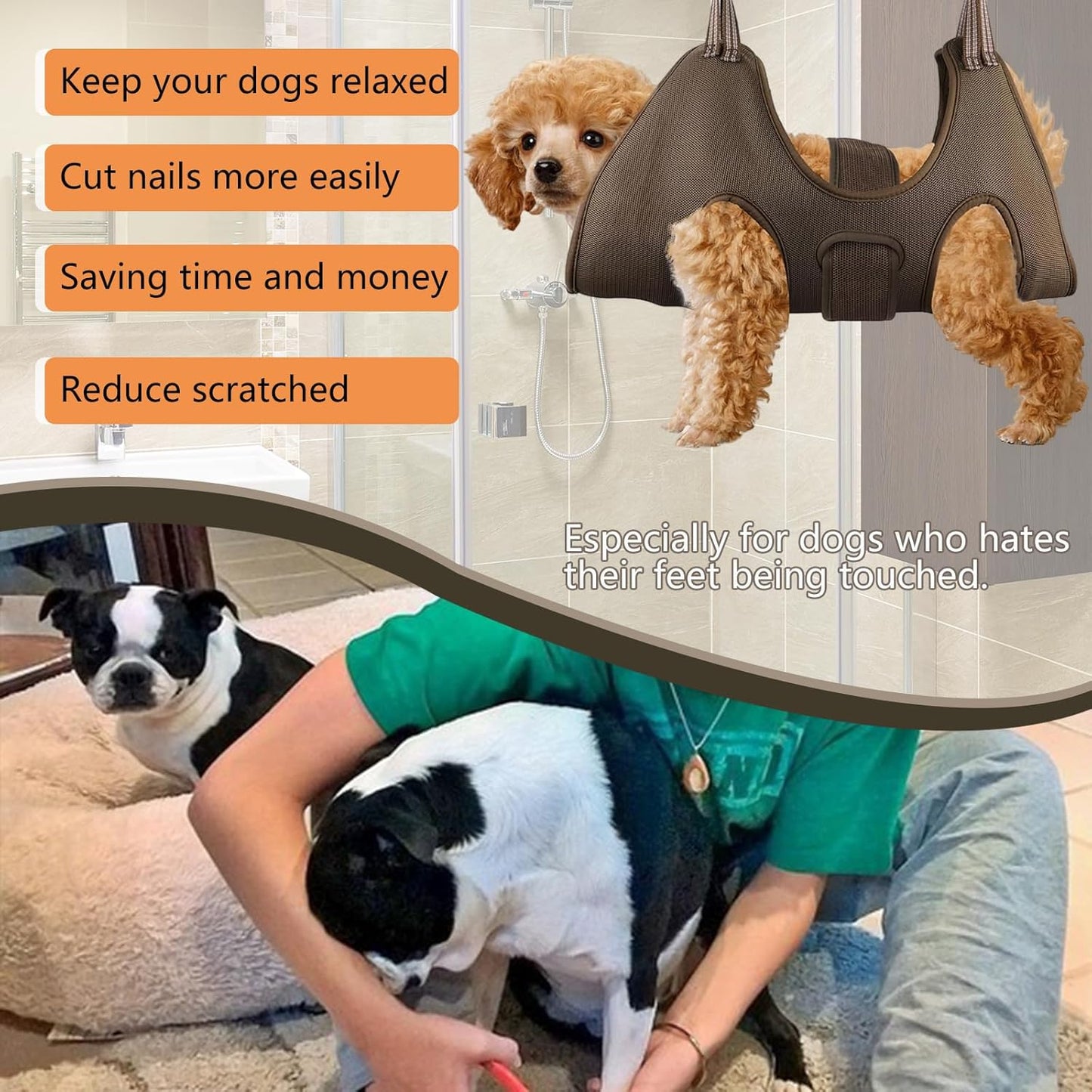 Dog Grooming Hammock Supplies Kit for Small Dogs - Size S, Hanging Harness for Nail Trimming Pet Grooming Table Shower & Bath Accessories