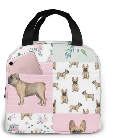 Frenchie Watercolor French Bulldog Dog Frenchie Dog Wholecloth Lunch Bag Tote Bag Lunch Bag for Women Lunch Box Insulated Lunch Container