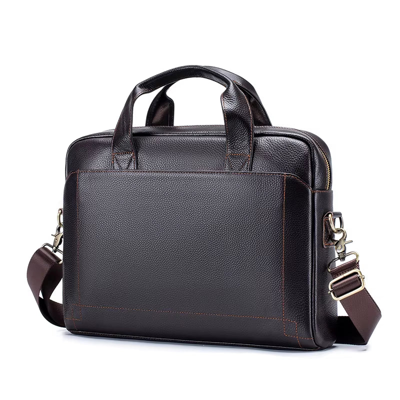 Men'S Leather Handbag, Top Layer Cowhide Briefcase, Leather Laptop Bag, Diagonal Cross Office Bag