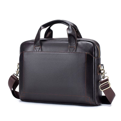 Men'S Leather Handbag, Top Layer Cowhide Briefcase, Leather Laptop Bag, Diagonal Cross Office Bag