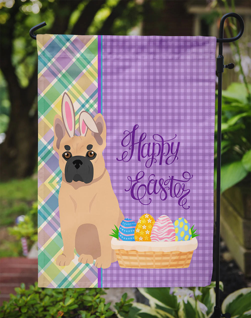 Fawn French Bulldog Easter Garden Flag