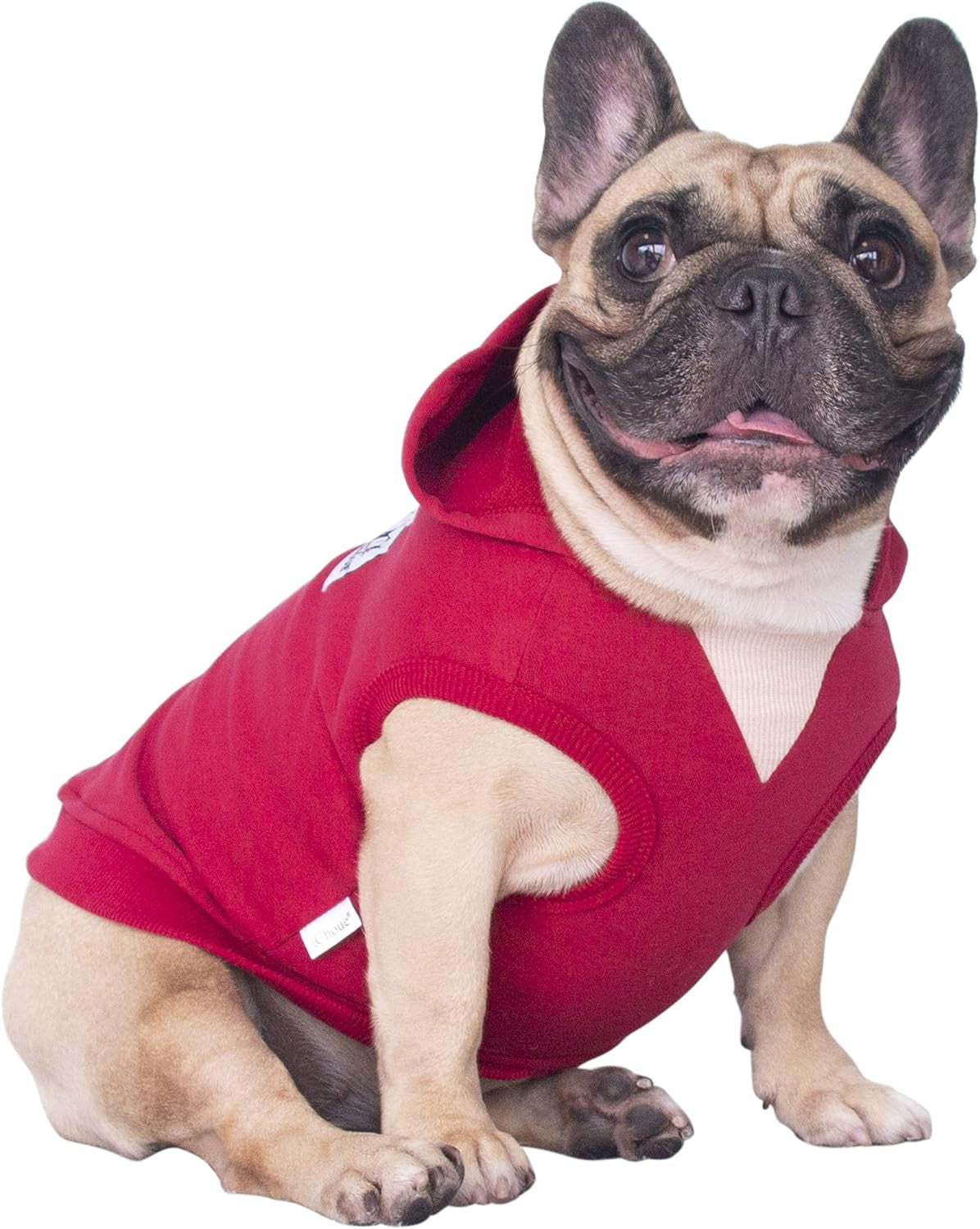 100% Breathable Cotton Dog Hoodies Clothes for French Bulldog Sweatshirts Sweaters Frenchie Pug English Medium Dogs - Dark Red, Large Plus