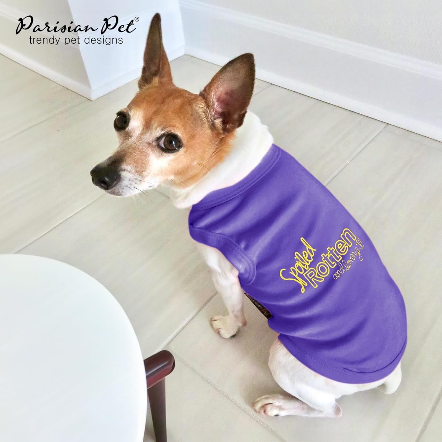 Dog T-Shirt - Embroidered Spoiled Rotten Dog Clothes - 100% Cotton, Sleeveless Pet Vest - Machine Washable Shirt for Large Dogs L