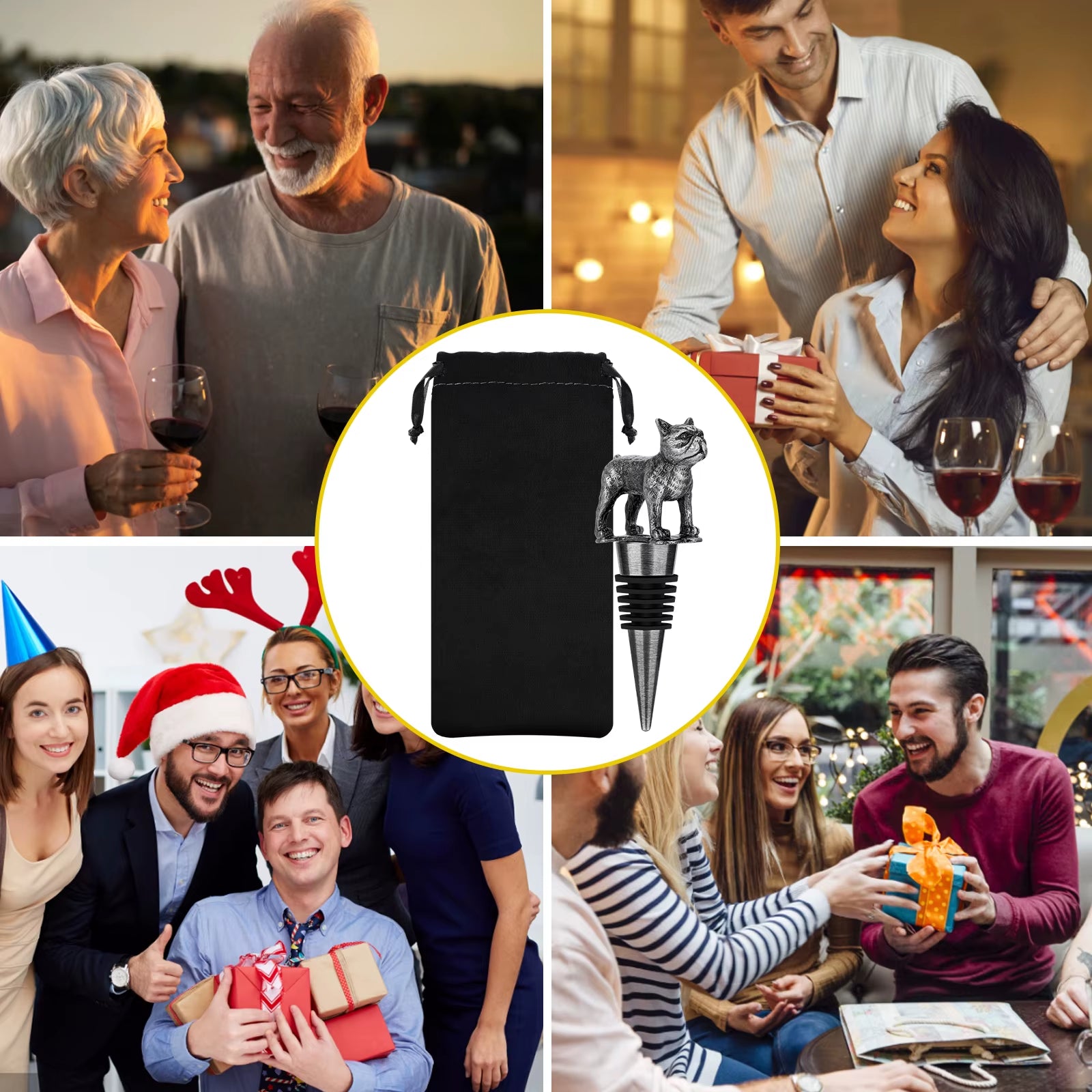 French Bulldog Wine Stopper Novel Pet Dog Wine Accessories Wine Gifts for Men Women French Bulldog Lovers Bottle Saver