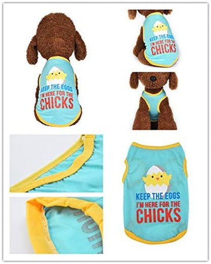 Wakeu Set of 4 Puppy Clothes for Small Dogs Boy Summer Shirt for Chihuahua Yorkies Male (B, X-Small)