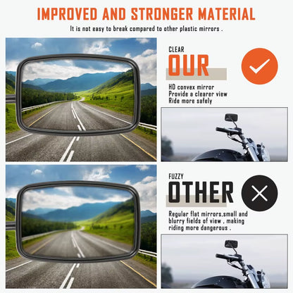 2PCS Universal 10Mm Motorcycle Rearview Side Rear Mirror Scooter Black Rectangle Shape Rear Side Mirror Motorcycle Accessories