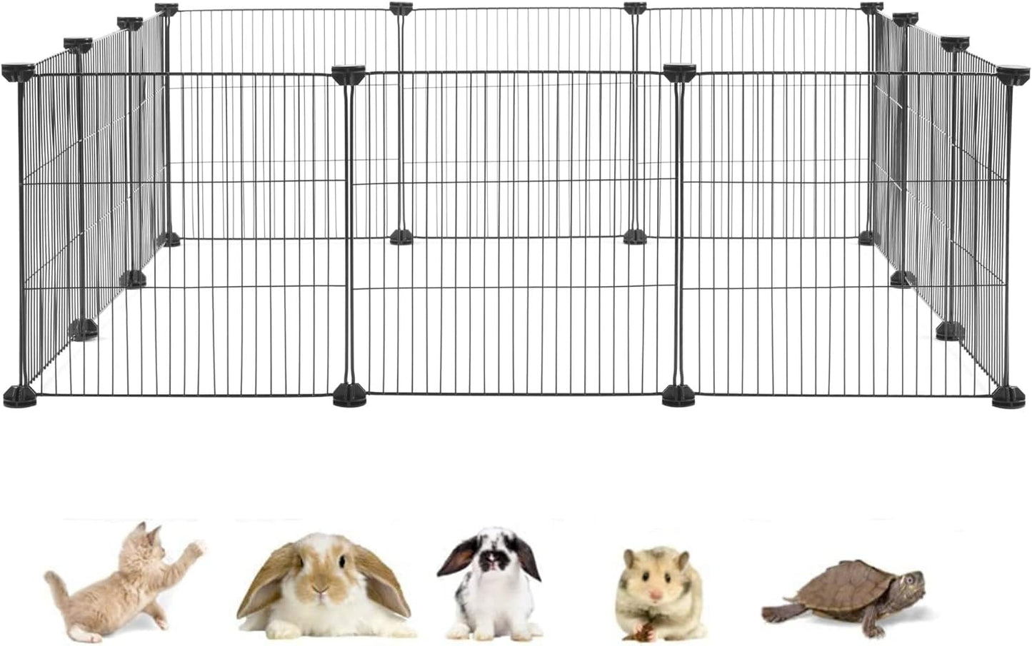 Guinea Pig Cages Small Animal Playpen, Small Animal Cage for Indoor Outdoor Use, Portable Metal Wire Yard Fence for Guinea Pigs, Bunny, Turtle, Hamster, 12 Panels(13.8X13.8)