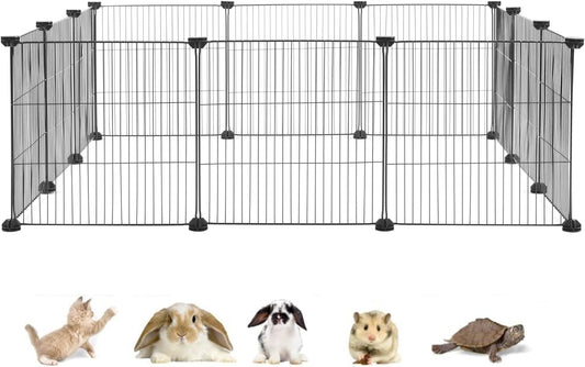 Guinea Pig Cages Small Animal Playpen, Small Animal Cage for Indoor Outdoor Use, Portable Metal Wire Yard Fence for Guinea Pigs, Bunny, Turtle, Hamster, 12 Panels(13.8X13.8)