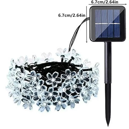 Christmas Cherry Flower Light Garden Party Decoration 5M 20LED Solar String Lights Outdoor Waterproof 8 Mode Battery Operated