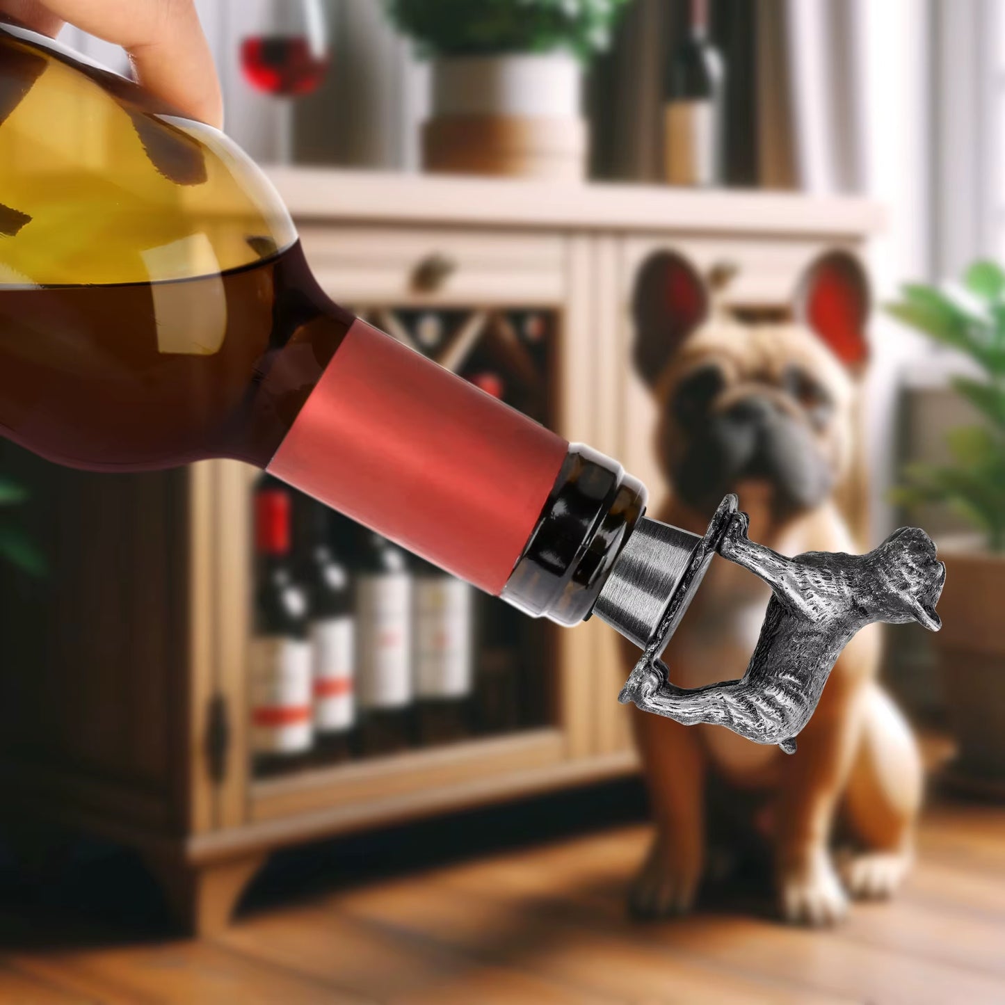 French Bulldog Wine Stopper Novel Pet Dog Wine Accessories Wine Gifts for Men Women French Bulldog Lovers Bottle Saver