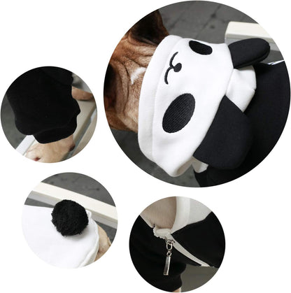 Panda Dog Halloween Costumes Clothes Sweater Cute Funny for English Bulldog Cold Weather Winter Coats Hoodies - Black/Xlarge