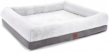 Orthopedic Dog Bed for Extra Large Dogs, Bolster Sides Dogs Sofa Bed with Removable Washable Cover & Non-Skid Bottom, Soft Pet Bed with Egg Foam Dog Couch for Sleeping, 46 X 30 Inch, Gray