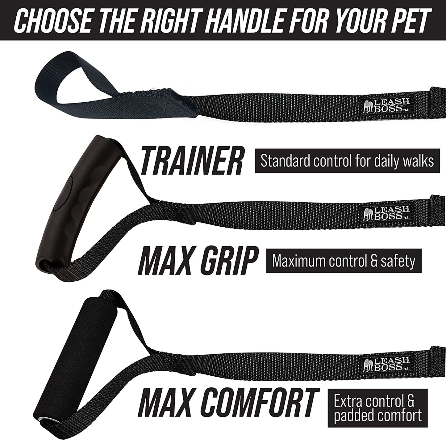 Free Range - Long Dog Leash for Large Dogs + Drawstring Backpack - 1 Inch Nylon Training Lead with Padded Handle (Black) (30 Ft)