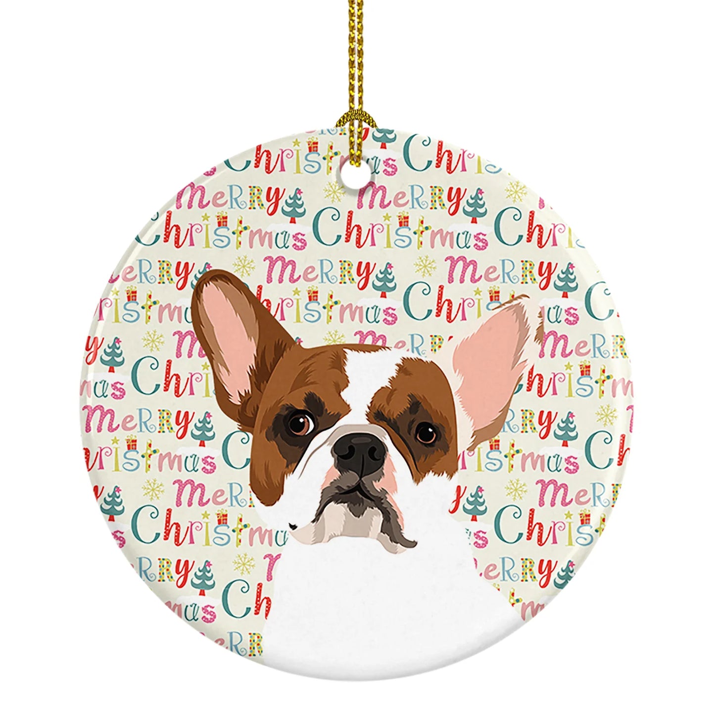 French Bulldog White #2 Christmas Ceramic Ornament