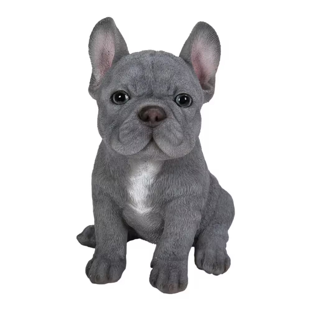 Blue French Bulldog Puppy Sitting Garden Statue