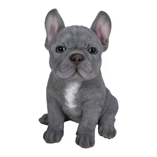 Blue French Bulldog Puppy Sitting Garden Statue
