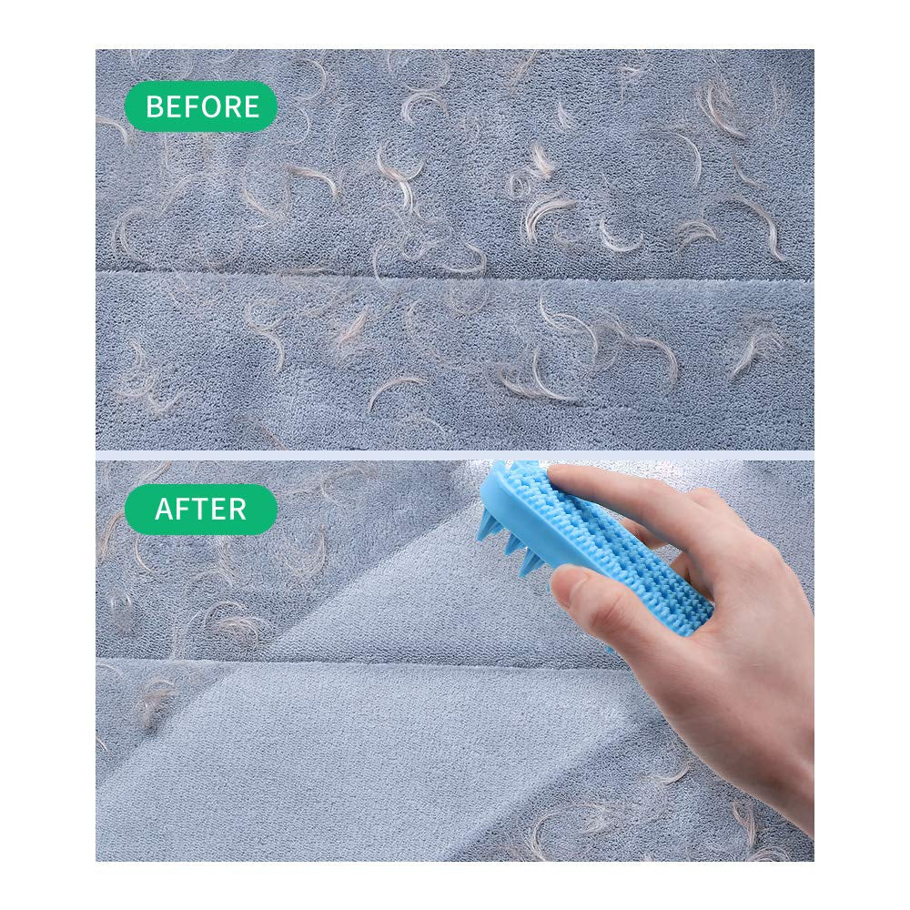 Dog Grooming Brush,  Silicone Dual Side Pet Bath Brush for Deshedding & Massaging, Hair Brush Comb for Pet, Puppy, Cats (Blue)