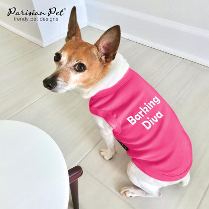 Dog Tshirt - Embroidered “Barking Diva“ Shirt - Breathable and Lightweight Doggy Clothes Female - Sleeveless Pink Pet Tee Shirts - Machine Washable Shirts for Medium Dogs Girl - M