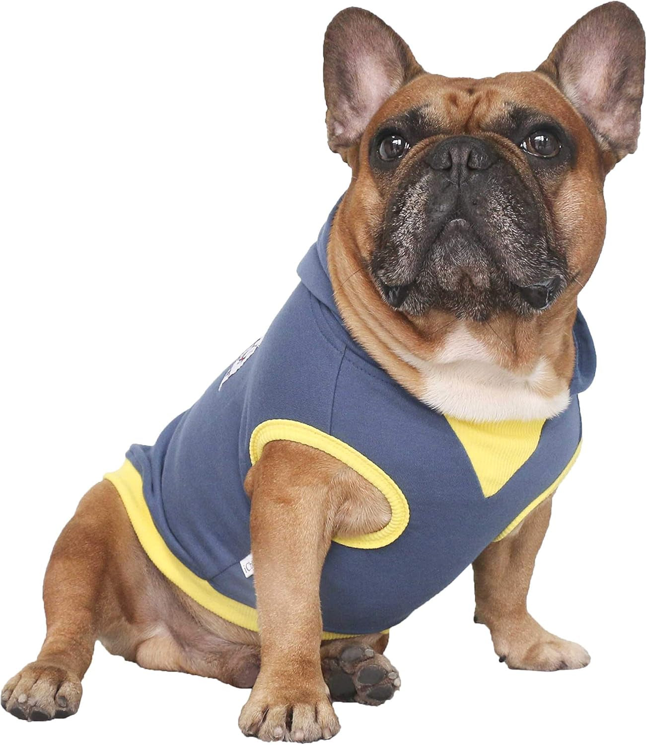 100% Breathable Cotton Dog Hoodies Clothes for French Bulldog Sweatshirts Sweaters Frenchie Pug English Medium Dogs - Navy, Large Plus