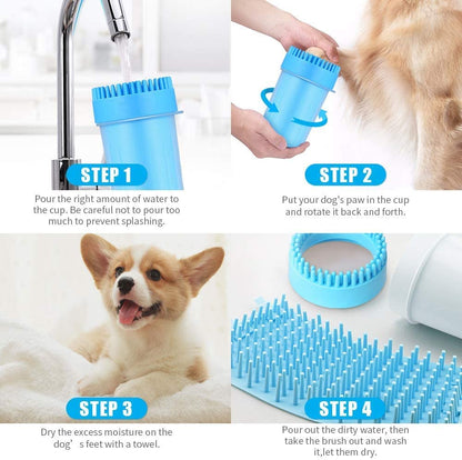 Dog Paw Cleaner Set, 2 in 1 Silicone Dog Paw Washer Cup for Grooming Muddy Paws, Dog Grooming Dog Cleaning Dog Foot Washer for Dog Cat (6.5 Inch)