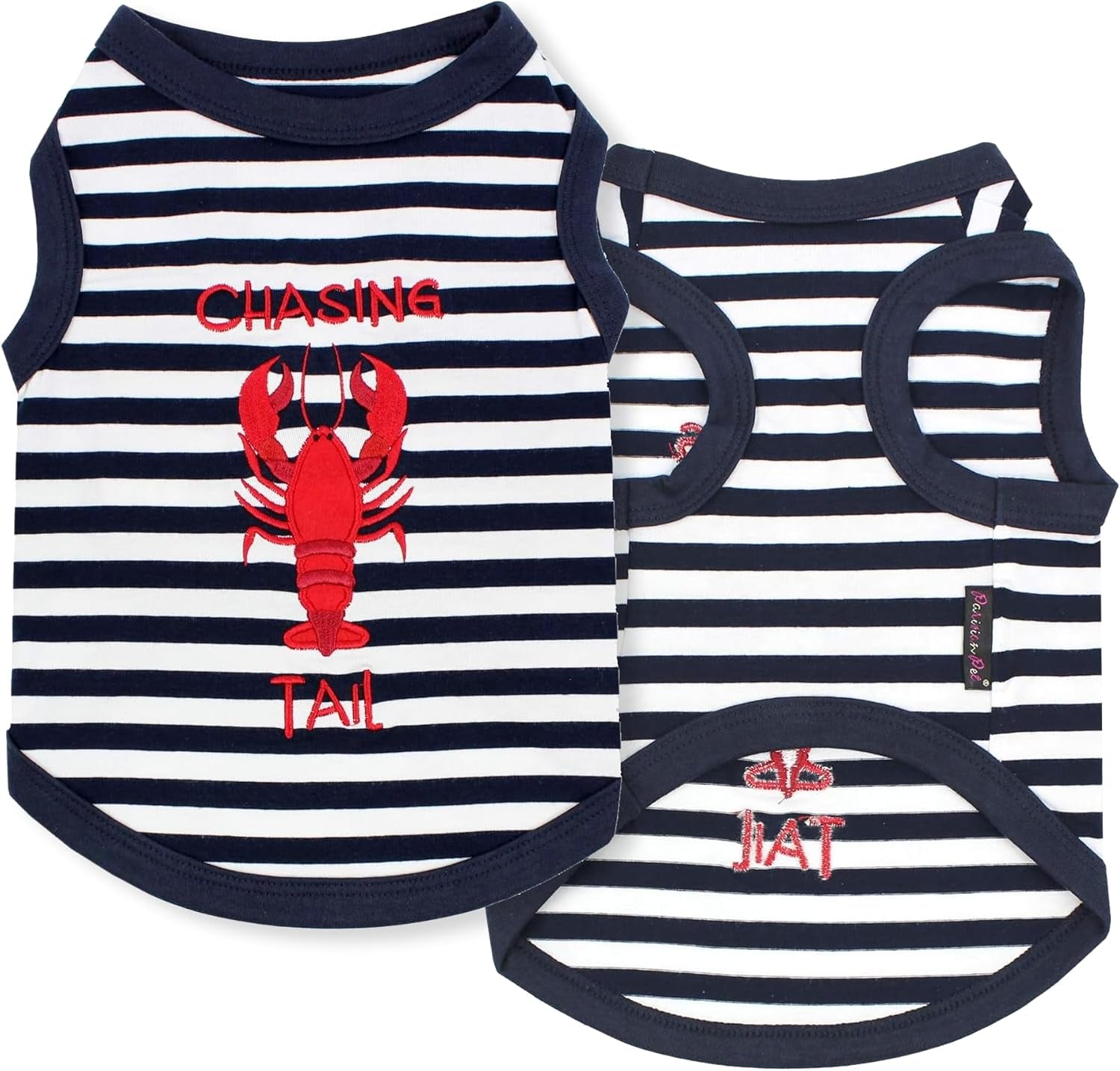 Unisex Dog Tshirt - Embroidered “ Chasing Lobster Tail “ Shirt - Breathable and Lightweight Pets Tank Top- Sleeveless Doggy Tee Shirts - Machine Washable Shirt for Large Dogs - 3XL