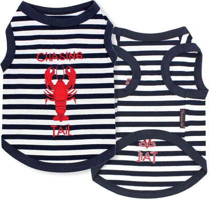 Unisex Dog Tshirt - Embroidered “ Chasing Lobster Tail “ Shirt - Breathable and Lightweight Pets Tank Top- Sleeveless Doggy Tee Shirts - Machine Washable Shirt for Large Dogs - 3XL