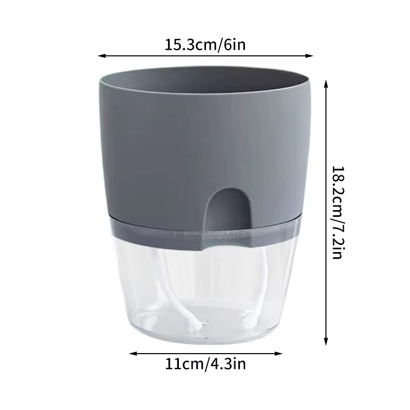 Self Watering Flower Pot Plastic Hydroponics Plants Pot Transparent Double Layer Cotton Rope Watering Succulent Potted Planters