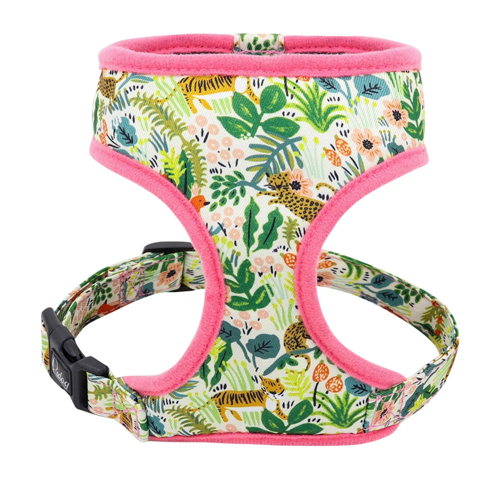 Cute Printed Chihuahua French Bulldog Harness Adjustable Puppy Cat Harness Pet Small Dog Vest for Pug Yorkie Walking Training