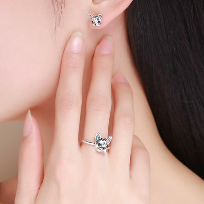 Bulldog Sterling Silver Ring Cute Birthday Jewelry for Women and Mother'S Day