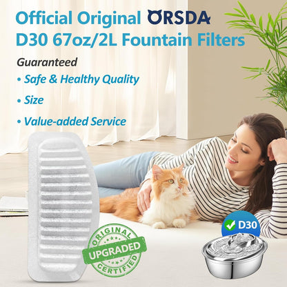Cat Water Fountain Filter, 6 Pack Replacement Filters for 67Oz/2L Automatic Pet Fountain - 3 Triple Filtration System
