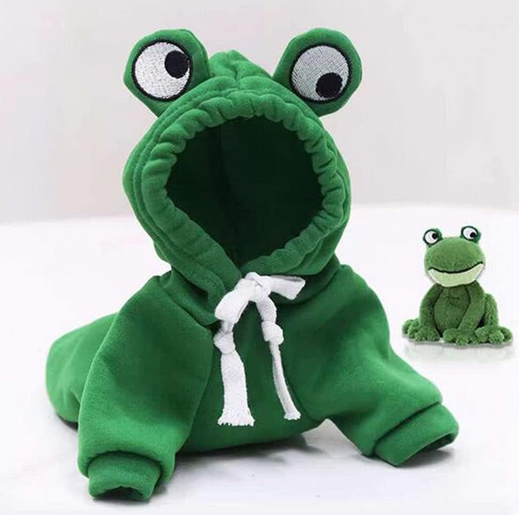 Pet Clothes Dog Hoodies Warm Sweatshirt Coat Puppy Autumn Winter Apparel Jumpsuit with Eye Hood, Frog, S