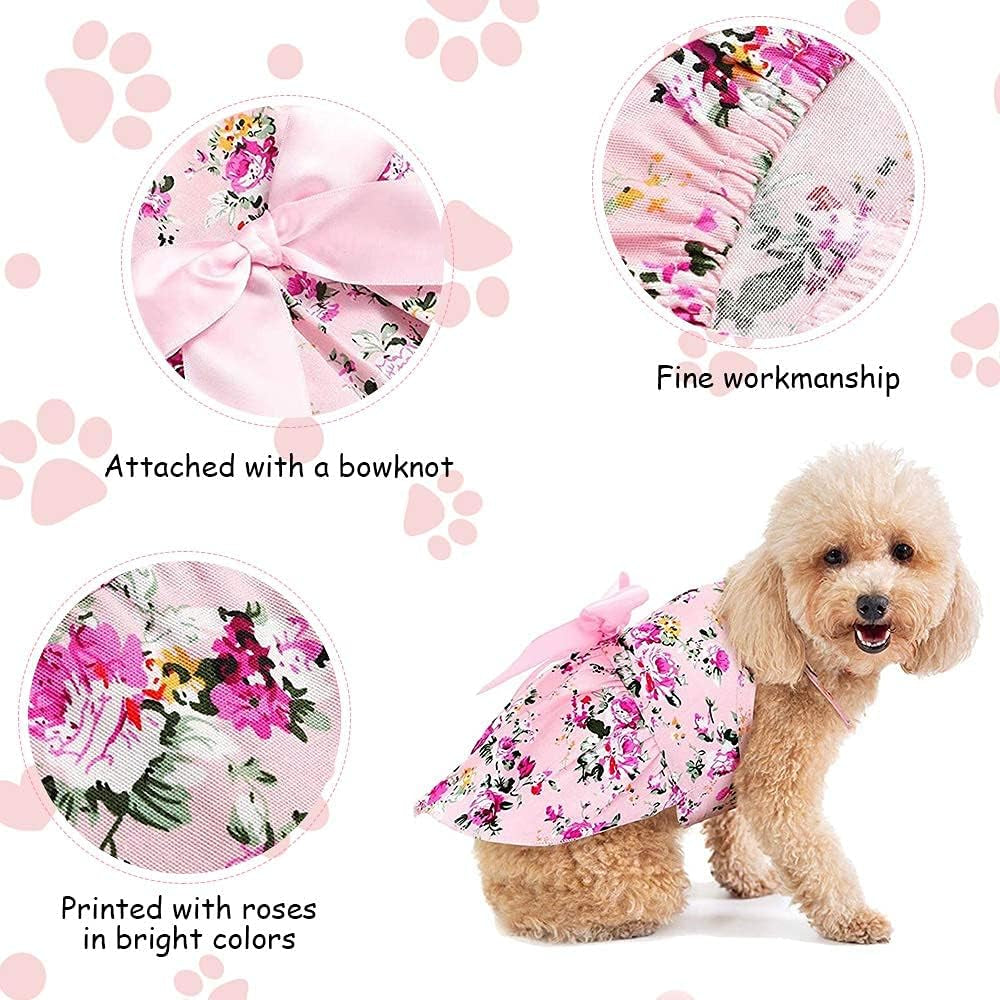 Set of 2 Dog Dresses for Small Dogs Girl Fall Winter Warm Cute Pet Puppy Dress Chihuahua Outfit Vest Apparel Female Doggie Skirt Tutu Pink Yorkie Clothing Cat Sundress Coats (XS)