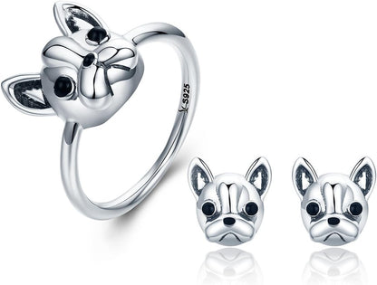 Bulldog Sterling Silver Ring Cute Birthday Jewelry for Women and Mother'S Day