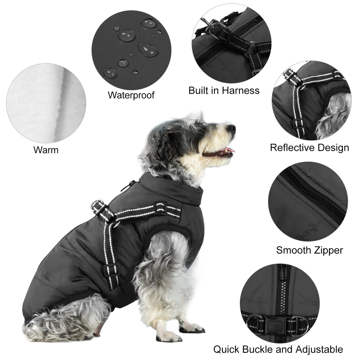 Dog Clothes for Small Dogs Dog Coat Waterproof Winter Jacket Warm Vest Dog Clothes Dog Coat Warm Winter Dog Jacket with Dog Harness for Small Medium Large Dogs